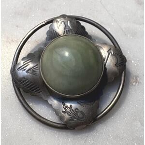 Vintage sterling silver 925 pin brooch Thunderbird alligator crocodile 12.12g